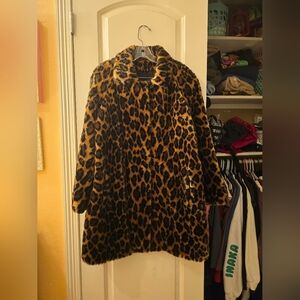 Gallery Vintage Faux Fur Coat Cheetah Print Sz M